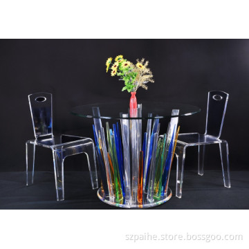 Acrylic Colored Leg Dining Table (CT901)